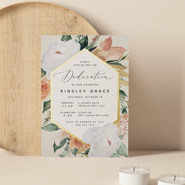 Boho Blooms Moderne Baby-Dedication Folieneinladung (Von Creator hochgeladen)
