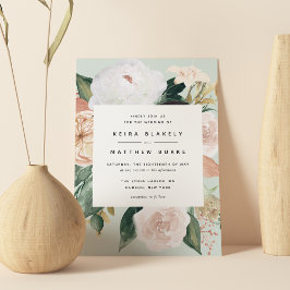Boho Blooms | Moderne Blumenhochzeit Einladung