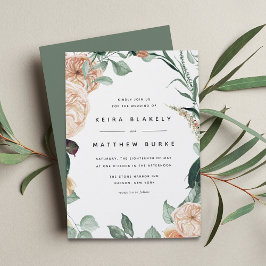 Boho Blooms | Moderne Blumenhochzeit Einladung