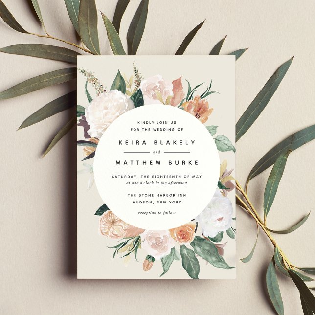 Boho Blooms | Moderne Blumenhochzeit Einladung (Von Creator hochgeladen)