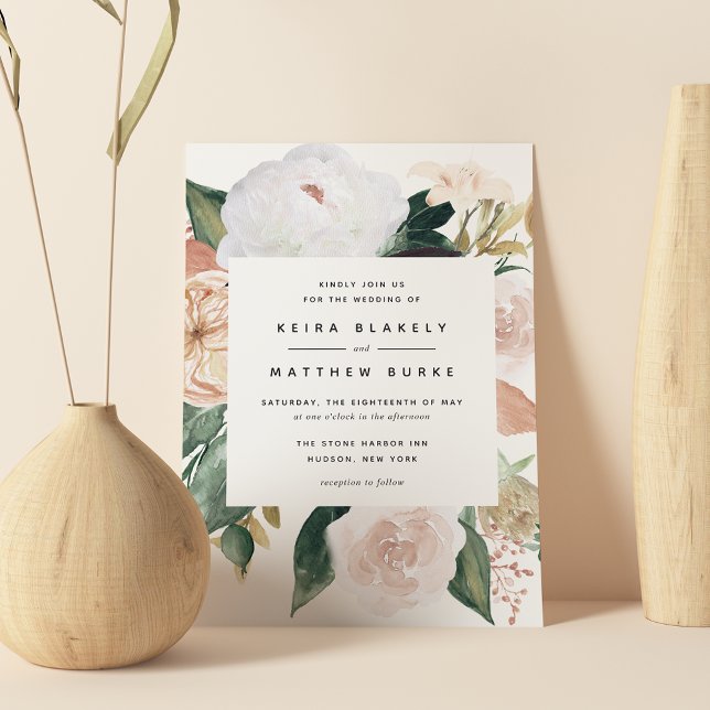 Boho Blooms | Moderne Blumenhochzeit Einladung (Von Creator hochgeladen)