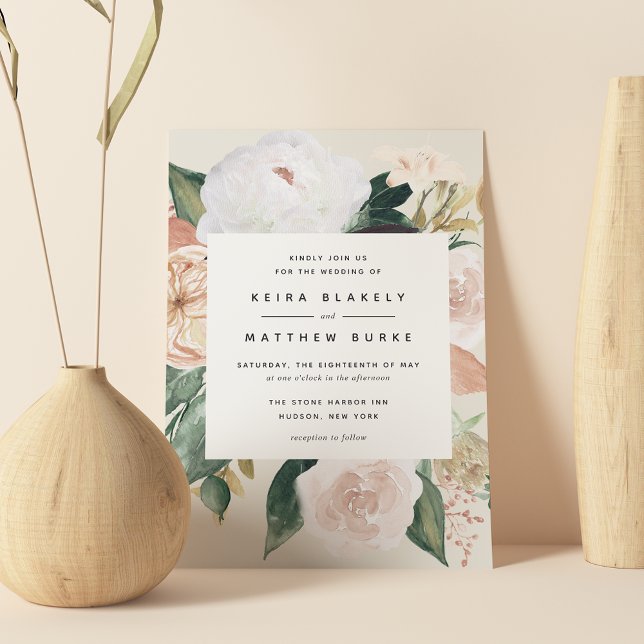 Boho Blooms | Moderne Blumenhochzeit Einladung (Von Creator hochgeladen)
