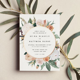 Boho Blooms Moderne Blumenhochzeit Folieneinladung
