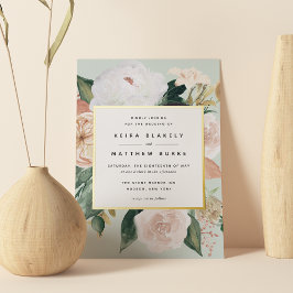 Boho Blooms Moderne Blumenhochzeit Folieneinladung