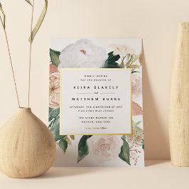 Boho Blooms Moderne Blumenhochzeit Folieneinladung