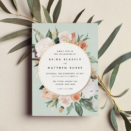 Boho Blooms Moderne Blumenhochzeit Folieneinladung