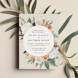 Boho Blooms Moderne Blumenhochzeit Folieneinladung