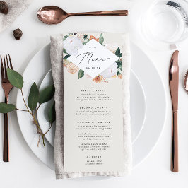 Boho Blooms Moderne Blumenhochzeit Menükarte