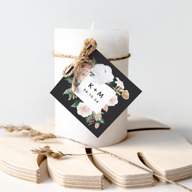 Boho Blooms Moderne florale Monogramm Geschenkanhänger (Von Creator hochgeladen)