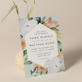 Boho Blooms Moderne geometrische Blumenhochzeit Folieneinladung