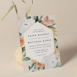 Boho Blooms Moderne geometrische Blumenhochzeit Folieneinladung