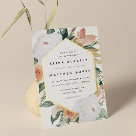 Boho Blooms Moderne geometrische Blumenhochzeit Folieneinladung