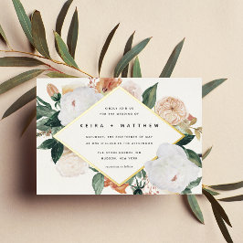 Boho Blooms | Moderne geometrische Hochzeit Folieneinladung