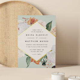 Boho Blooms | Moderne geometrische Hochzeit Folieneinladung