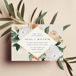 Boho Blooms | Moderne geometrische Hochzeit Folieneinladung