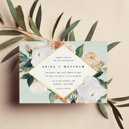 Boho Blooms | Moderne geometrische Hochzeit Folieneinladung