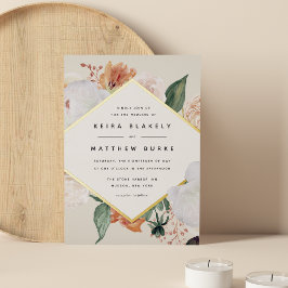 Boho Blooms | Moderne geometrische Hochzeit Folieneinladung