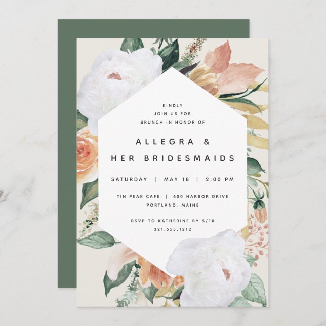 Boho Blooms | Moderner Blumenmarkt Brunch Einladung (Vorne/Hinten)
