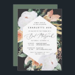 Boho Blooms | Modernes Bat Mitzvah Einladung<br><div class="desc">Elegante florale Fledermausmitzvah Einladung mit einem lang gestreckten sechseckigen Rahmen aus Aquarellfarben und Blattwerk in boho Wüste inspirierte Pfirsichfarben,  Weiß,  Elfenbein und Salbei grün. Personalisieren Sie Ihre Fledermausmitzvah Zeremonie und Party Details in modernen Schriften.</div>