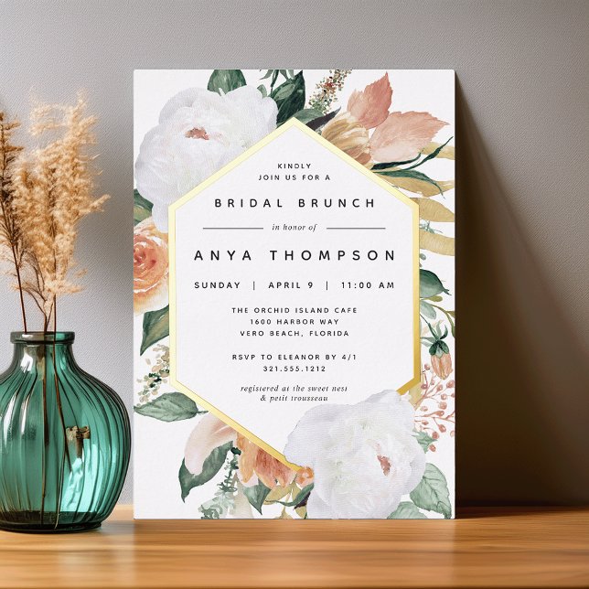 Boho Blooms Modernes Brautparty Brunch Folieneinladung (Von Creator hochgeladen)