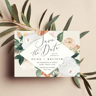 Boho Blooms Modernes geometrisches Geflecht Save The Date