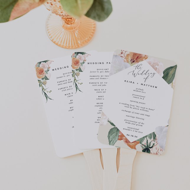 Boho Blooms Modernes Hochzeitsprogramm für Flora Fächer (Von Creator hochgeladen)
