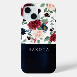 Boho Blooms Rustikales Navy Blue und Burgund Cus Case-Mate iPhone Hülle