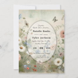 Boho Blooms und Vintage Vows Hochzeit Einladung