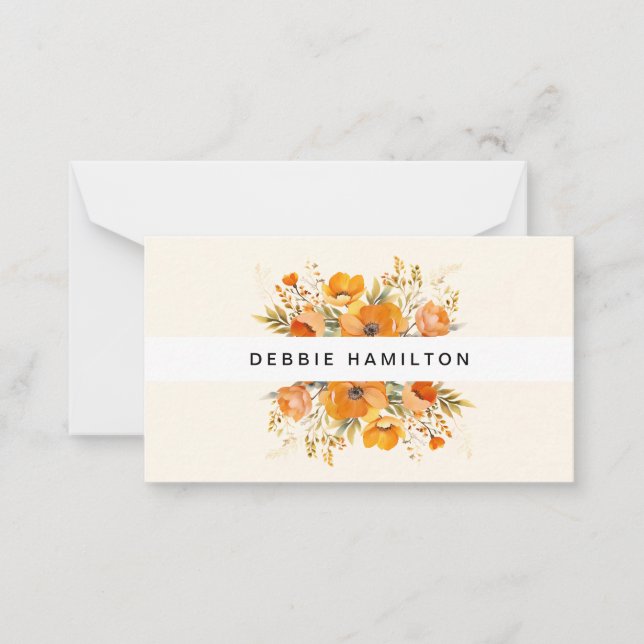 Boho Blooms Wasserfarbenflora Elegant & künstleris Mitteilungskarte (Vorderseite)