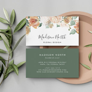 Boho Blooms Watercolor Blumenkalligrafie Visitenkarte