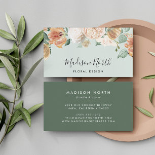 Boho Blooms Watercolor Blumenkalligrafie Visitenkarte