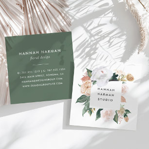 Boho Blooms Watercolor Floral Quadratische Visitenkarte