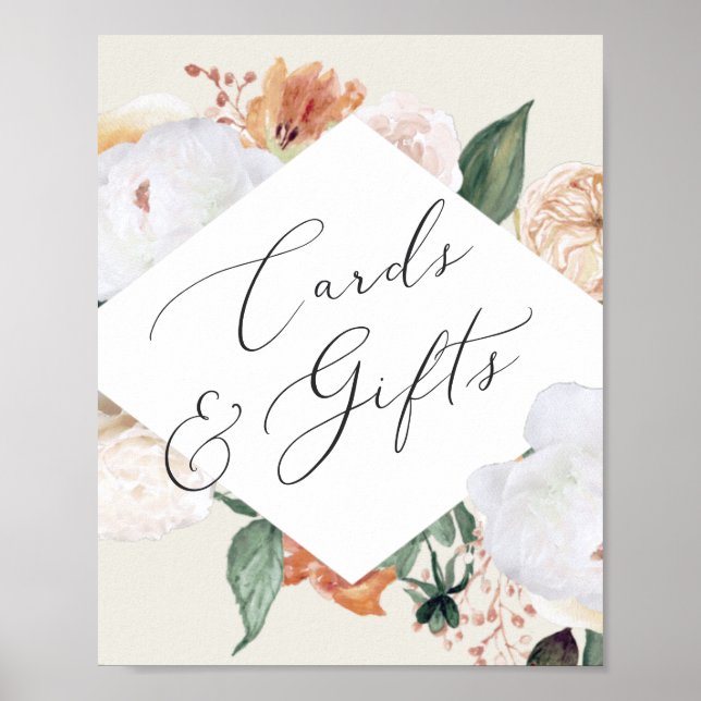 Boho Blooms Wedding Cards & Gifts Zeichen Poster (Vorne)