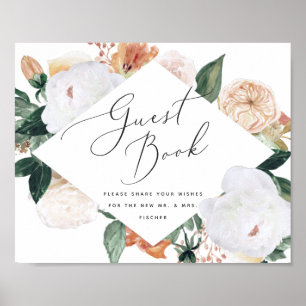 Boho Blooms Wedding Guestbook Sign Poster
