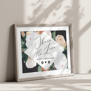 Boho Blooms Wedding Hashtag Sign Poster