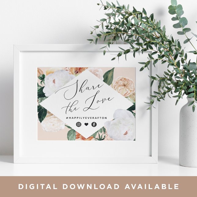 Boho Blooms Wedding Hashtag Sign Poster (Von Creator hochgeladen)