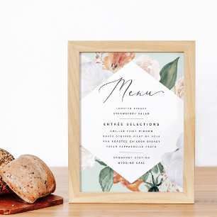 Boho Blooms Wedding Menu Sign Poster