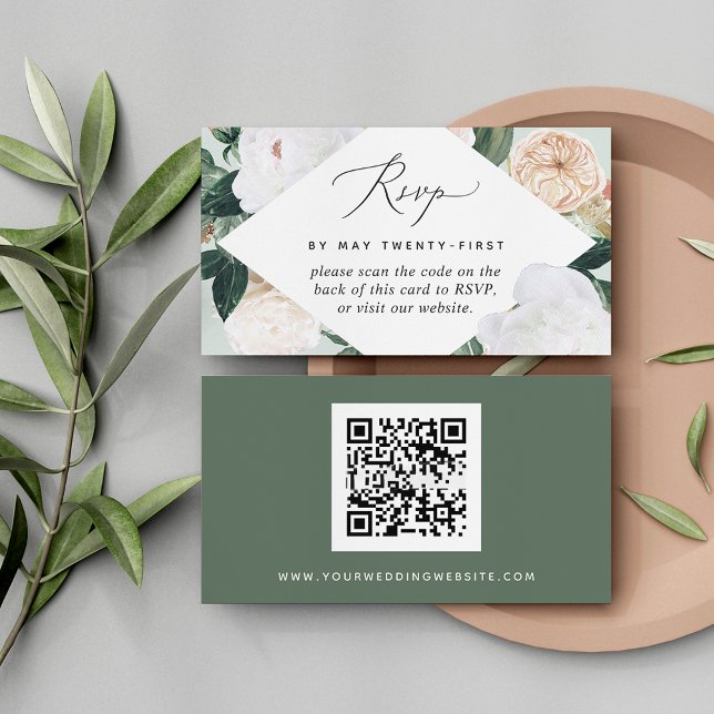 Boho Blooms Wedding QR Code RSVP Card (Von Creator hochgeladen)
