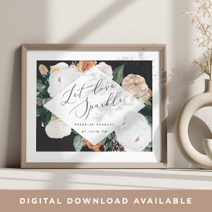 Boho Blooms Wedding Sparkler Sendoff Sign Poster