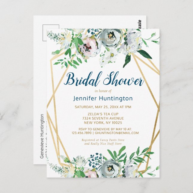 Boho Bloral Bridal Dusche Einladung Postkarte (Vorne/Hinten)