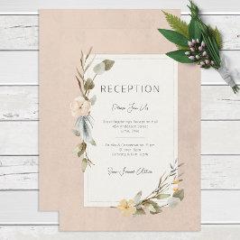 Boho Bloral Frame Blush Empfang Hochzeit Begleitkarte