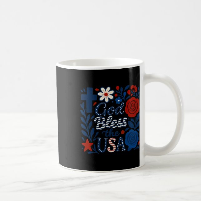Boho Bloral God segne die USA am 4. Juli Blume G Kaffeetasse (Rechts)