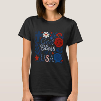 Boho Bloral God segne die USA am 4. Juli Blume G T-Shirt