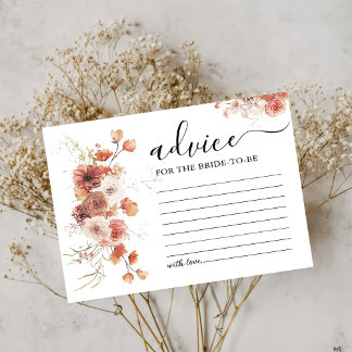 Boho Bloral Herbst Brautparty Advisor Card