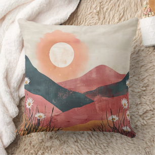 Boho Bloral Mountain Sunset - Rustikale Natur Kissen