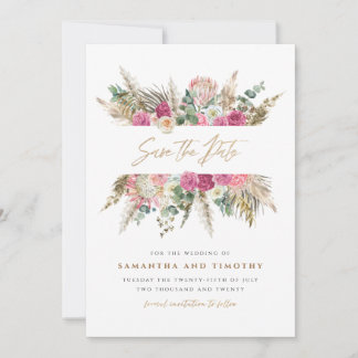 Boho Bloral Wedding rettet das Datum Save The Date