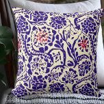 Boho Blue Abstrakt Kissen<br><div class="desc">Abstraktes botanisches geometrisches Muster mit roten Akzenten.</div>