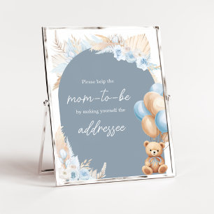 Boho Blue Bar Balloon Envelope Station Poster