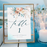 Boho Blue Beach Floral Wedding Tischnummer<br><div class="desc">Genießen Sie Ihren Tischfuß mit unserer Boho Blue Beach Floral Wedding Tischnummer! Mit seiner eleganten Schrift und einer lebhaften Mischung aus türkisfarbenen, aquamarinen und pfirsichfarbenen Farbtönen, die mit blühenden Aquarellblüten, Pampas-Gras und Rose geschmückt sind, ist es eine faszinierende Ergänzung zu Ihrem Beachy Boho. Einfach auf Ihren Stil zugeschnitten, verleiht es...</div>
