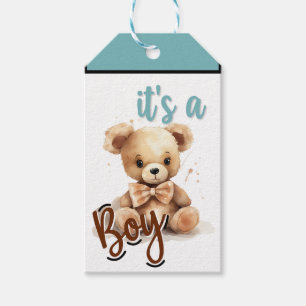 Boho Blue Bear Baby Dusche Geschenkanhänger